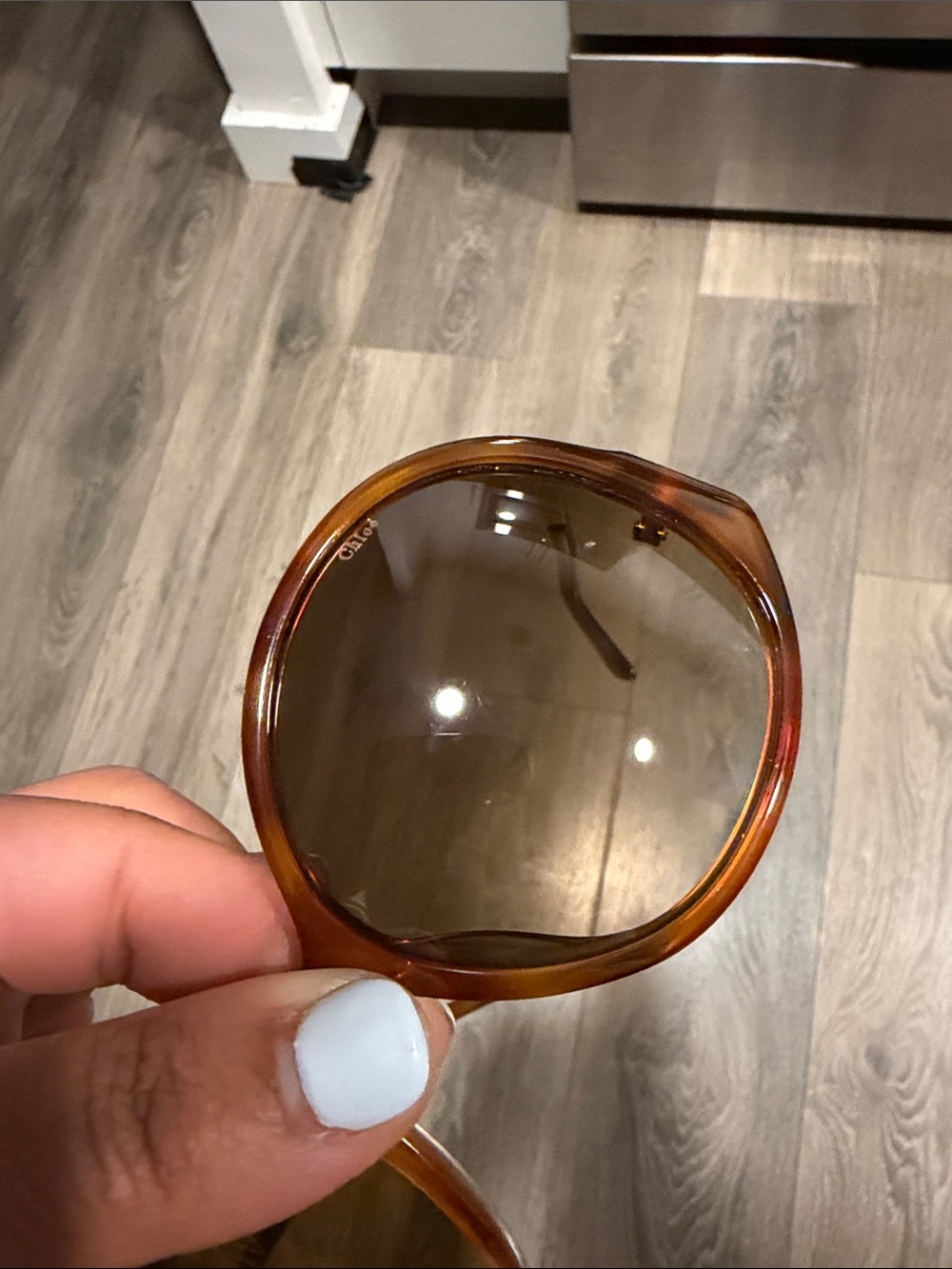 Chloe Womens Round Frame Sunglasses in Amber - Picture 6 of 7